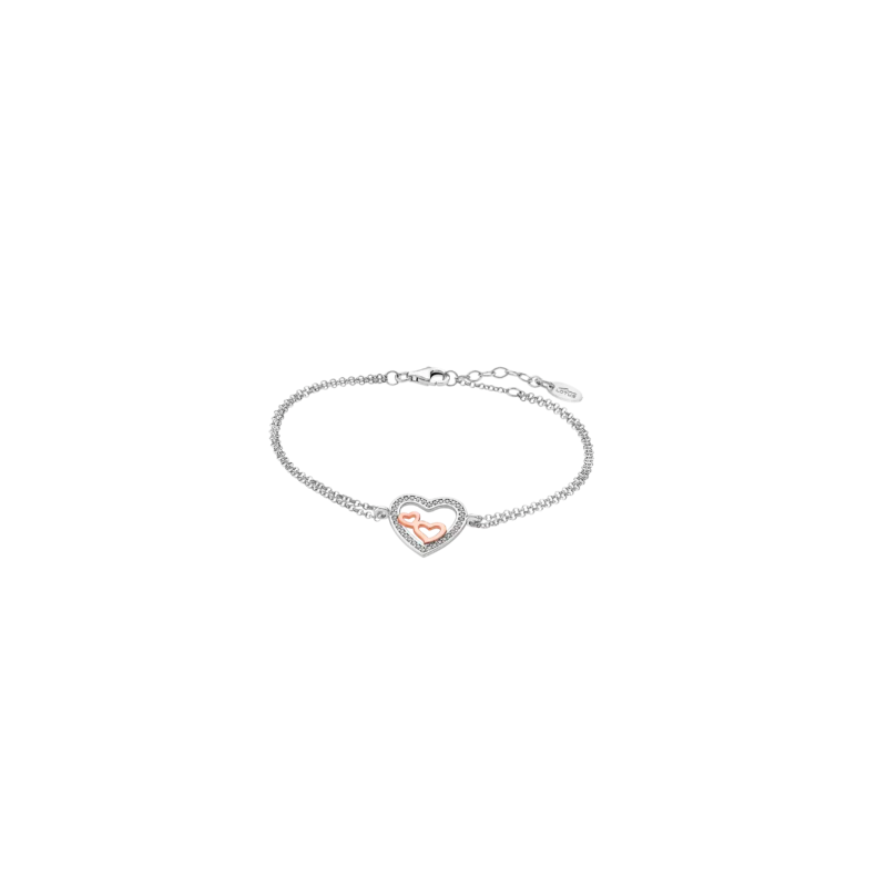 Pulsera de plata en forma de corazón para mujer en Oro blanco