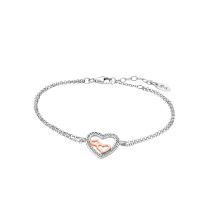 Pulsera de plata en forma de corazón para mujer en Oro blanco